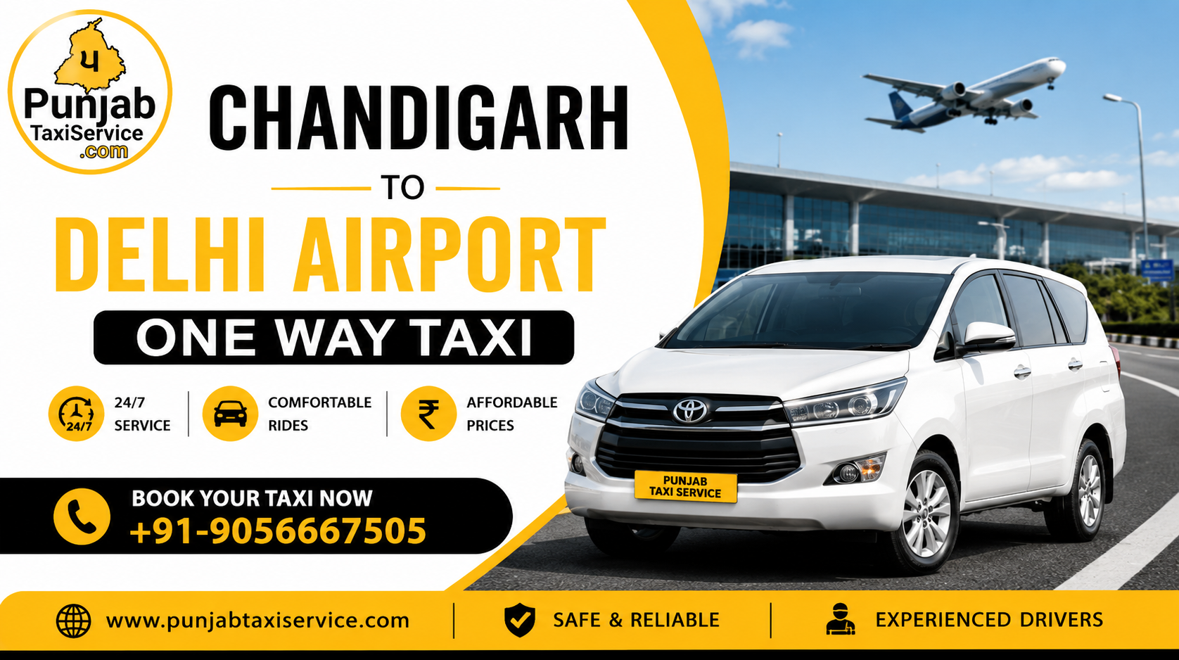 Chandigarh to Delhi Airport One Way Taxi | Punjab Taxi Service - Image 2