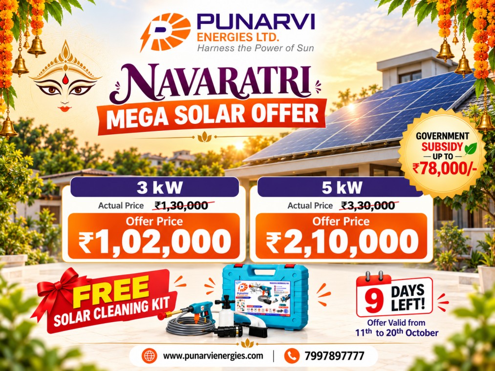 Navaratri Mega Solar Offer by Punarvi Energies Ltd. - 500,015 INR on kukooo