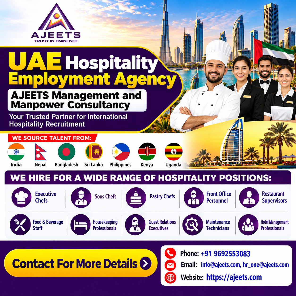 UAE Hospitality Employment Agency | AJEETS Global Staffing - Best Price on kukooo